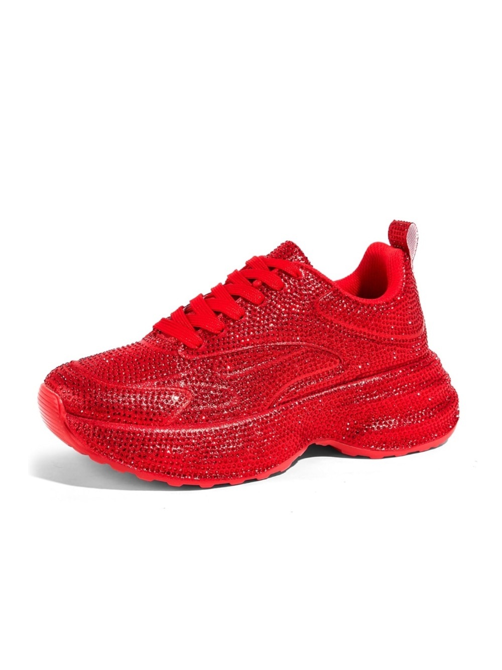 Red Rhinestone Platform Sneakers Women’s 7